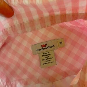 Pink girls gingham shirt dress